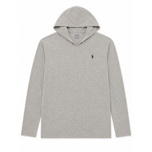 Polo Ralph Lauren Mens Gray Hooded Long Sleeve T Shirt Lightweight Hoodie